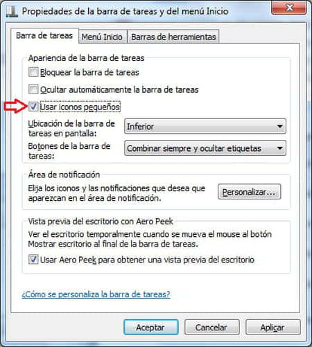 Hacer los iconos más pequeños en Windows 7 y Windows 8