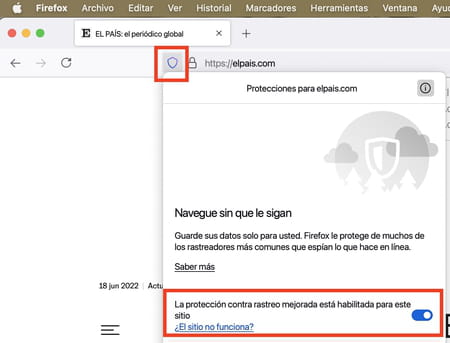 Cómo activar o desactivar el bloqueo de páginas en Firefox