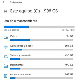 Comprobar que Windows 10 dispone de un espacio reservado en tu PC