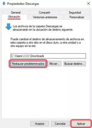 Cómo restaurar la ruta predeterminada