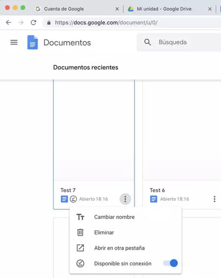 Google Docs sin conexión