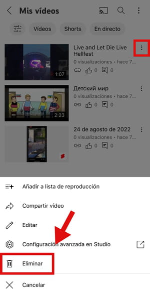 Cómo borrar un vídeo de YouTube