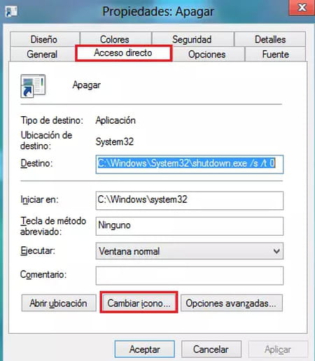 Crear un acceso directo para apagar Windows 10