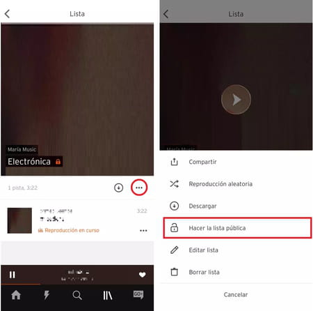 Crear una lista de reproducción SoundCloud en la app de iOS