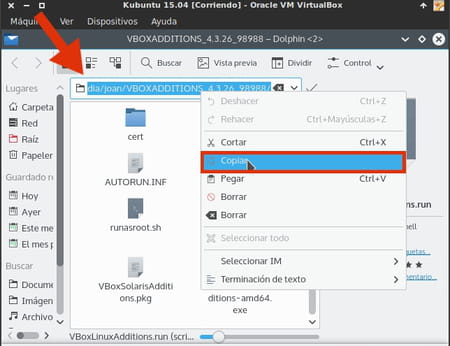 Cómo compartir una carpeta de VirtualBox en Ubuntu