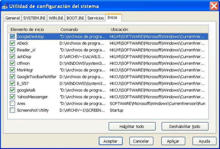 Cómo quitar programas de inicio en Windows 98, XP...