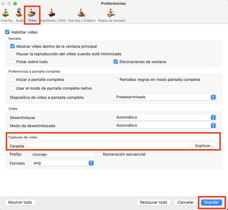 Dónde se guardan las capturas de pantalla de vídeos con VLC