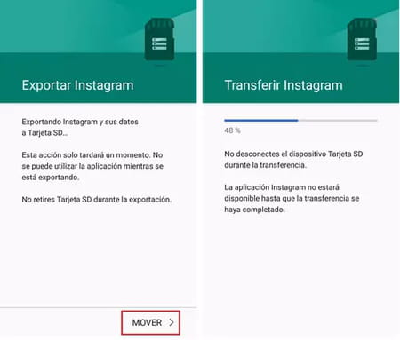 Pasar apps de la memoria interna a la tarjeta SD