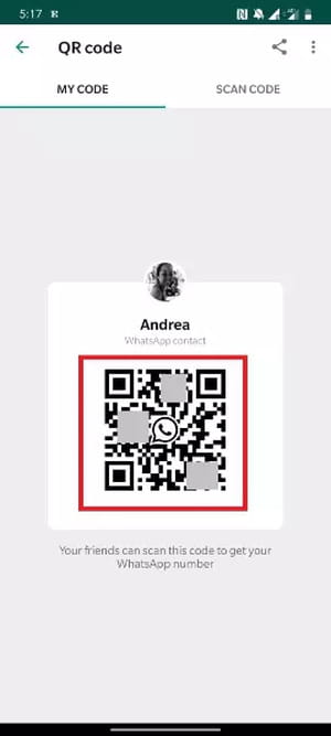 Agregar un contacto de WhatsApp con un código QR