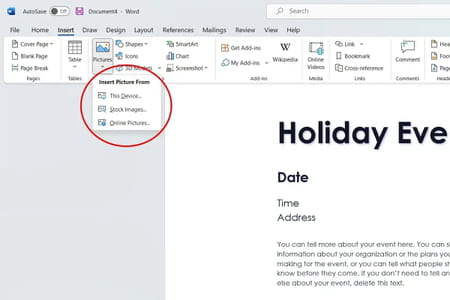 Insert images in Word document: without moving the text