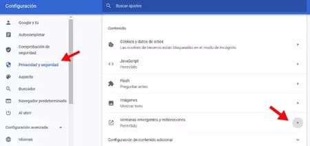 Bloquear ventanas emergentes en Google Chrome