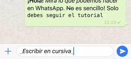 Negrita, cursiva y subrayado en WhatsApp