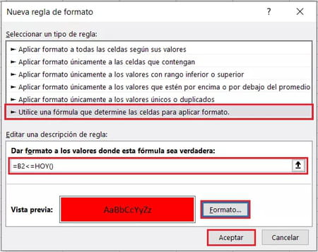 Cómo cambiar el color de las celdas en Excel en función de la fecha