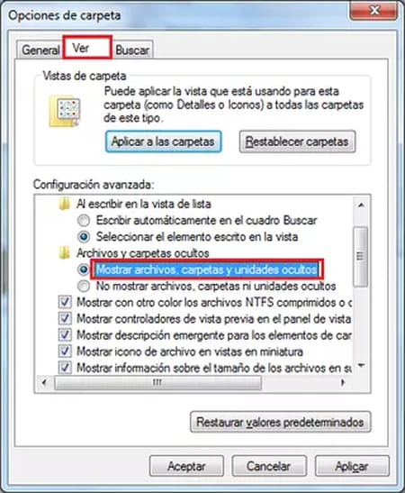 Cómo mostrar archivos ocultos en Windows 7