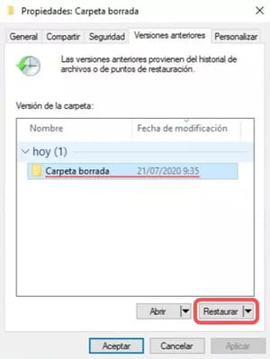 Cómo restaurar versiones anteriores de archivos