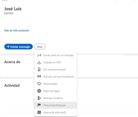 Bloquear en LinkedIn