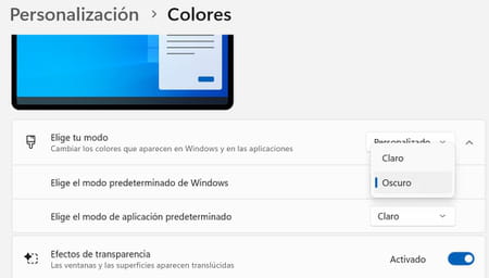 Cambiar modo oscuro Windows 11