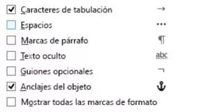 Principales caracteres no imprimibles