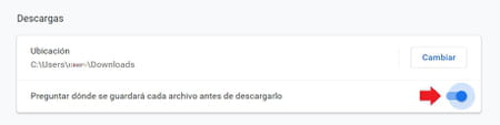 Cambiar carpeta de descargas en Chrome