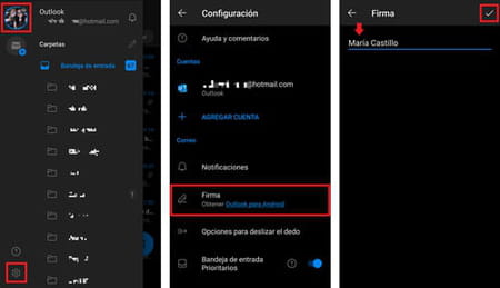 Crear firma en Outlook en la app móvil