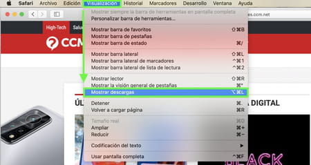 ¿Cómo visualizar las descargas desde el menú de Safari?