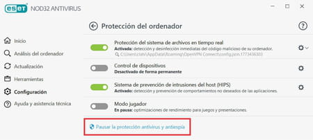 ¿Cómo desactivar temporalmente el antivirus ESET NOD32?