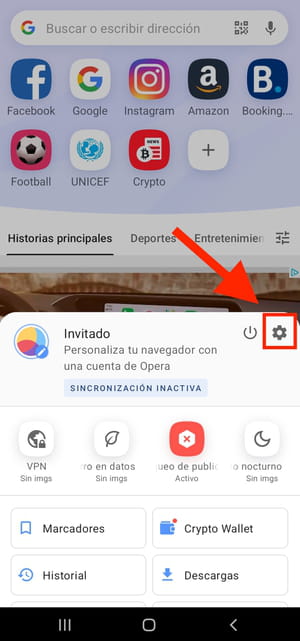 Cómo cambiar la carpeta de descargas de Opera en Android