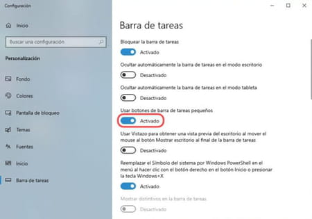 Hacer los iconos más pequeños en Windows 10