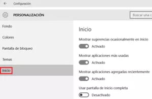 Personalizar el menú Inicio en Windows 10