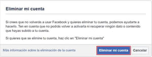 eliminar cuenta facebook