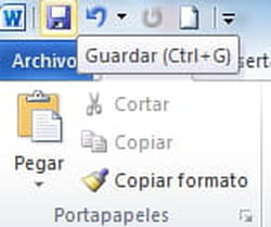 Guardar un documento en Word 2010