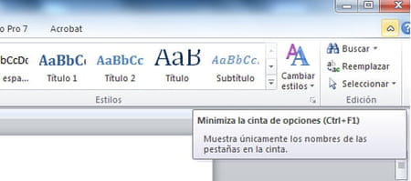 Minimizar la barra de Word