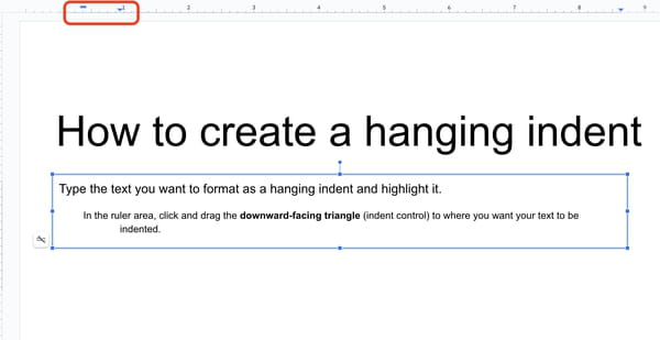 Google Slides hanging indent