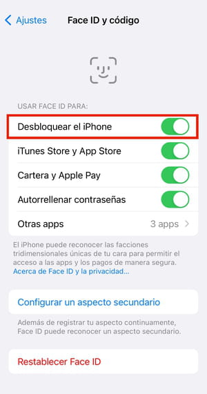 Cómo desactivar Face ID en tu iPhone