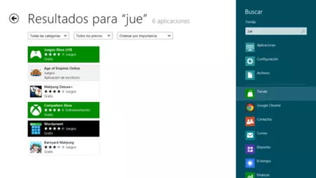 Barra de Charm en Windows 8