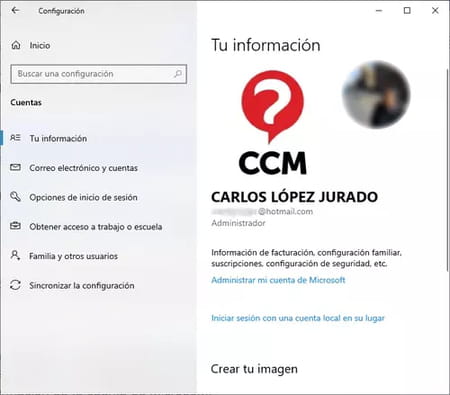 Cambiar la foto de usuario en Windows 10