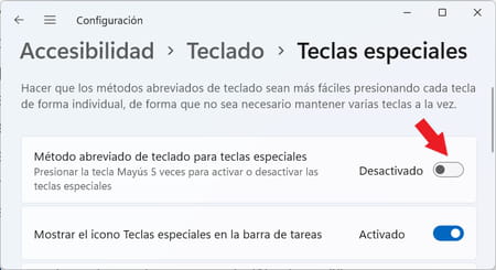 Teclas especiales Windows 11