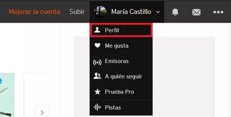 Cambiar nombre y URL de SoundCloud en el navegador web