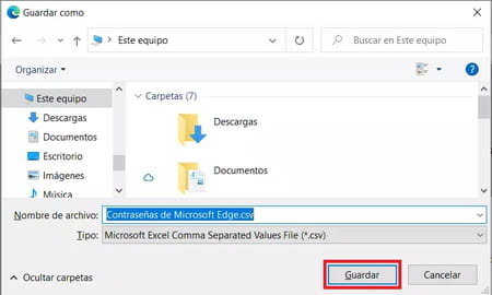 Ver contraseñas guardadas en Edge