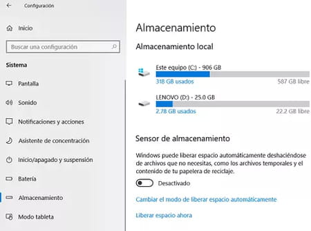 Comprobar que Windows 10 dispone de un espacio reservado en tu PC