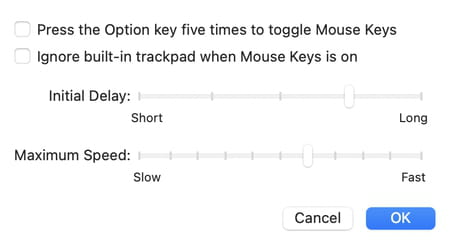 Mouse key options 