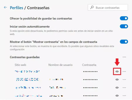 Ver contraseñas guardadas en Edge