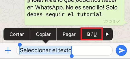 Negrita, cursiva y subrayado en WhatsApp