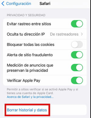 Cómo borrar el historial en Safari desde iPhone