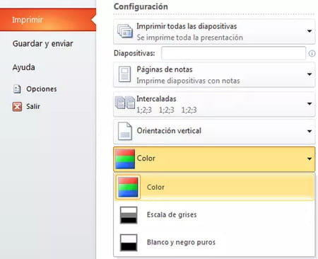 Impresión en PowerPoint