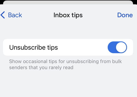 Gmail Unsubscribe button