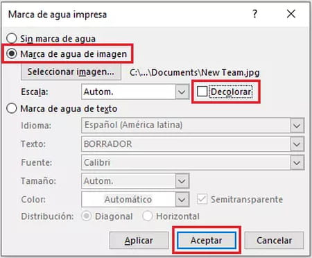 ¿Cómo insertar una imagen como marca de agua?