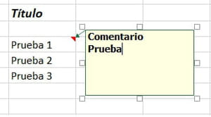 Insertar comentario en una celda de Excel