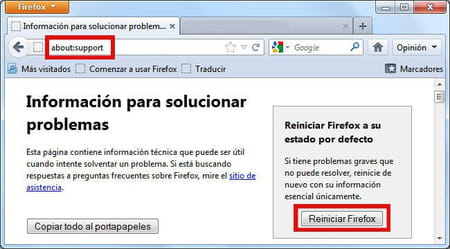 Cómo reiniciar Firefox