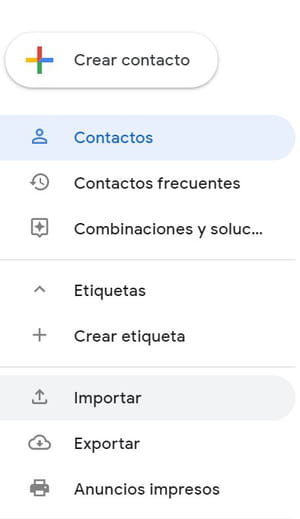 Importar contactos en Gmail